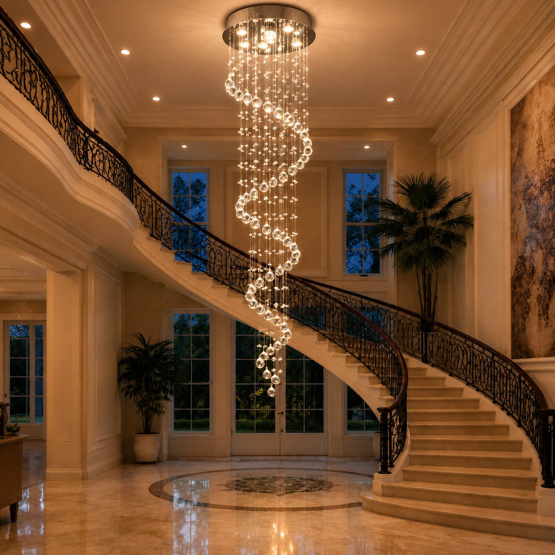 Modern Crystal Chandelier Hanging Light Fixture K9 Glass Adjustable 5 to 9 Lights