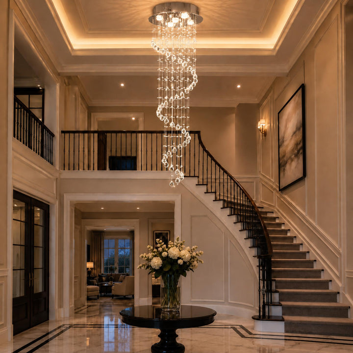 Modern Crystal Chandelier Hanging Light Fixture K9 Glass Adjustable 5 to 9 Lights