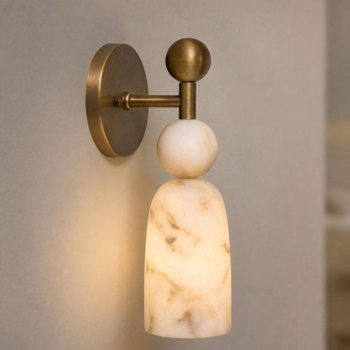 Modern Wall Sconce Lighting Alabaster and Dark Marble Wall Mounted for Elegant Illumination