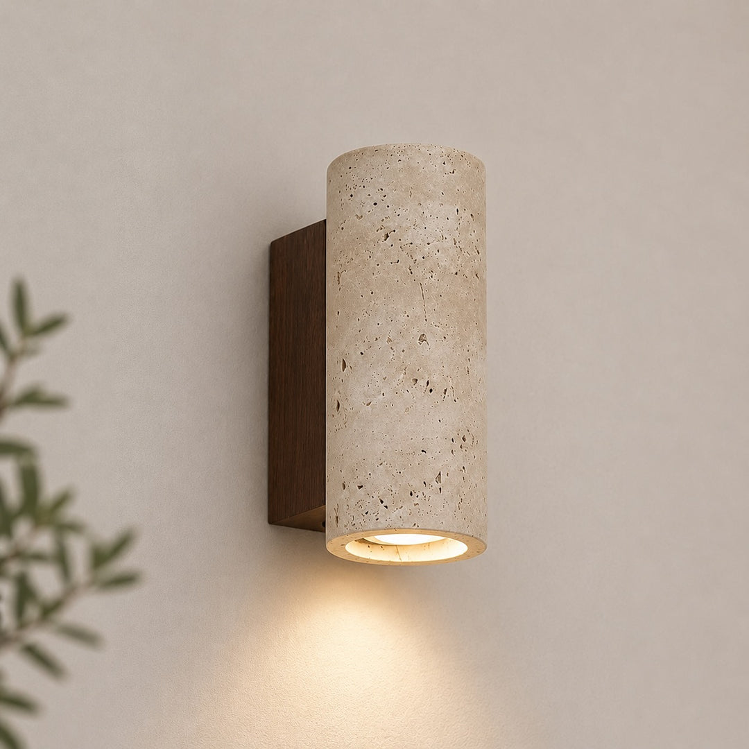 Minimalist Wall Light Up Down Sconce Travertine LED Natural Stone Design Hardwired 3000K