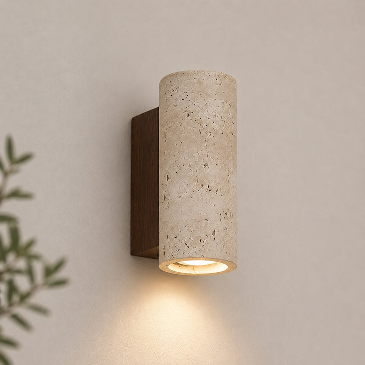 Minimalist Wall Light Up Down Sconce Travertine LED Natural Stone Design Hardwired 3000K