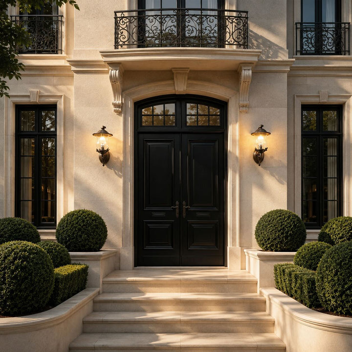 Modern Outdoor Wall Sconce with Carved Glass Shade Aluminum LED Warm White Lighting