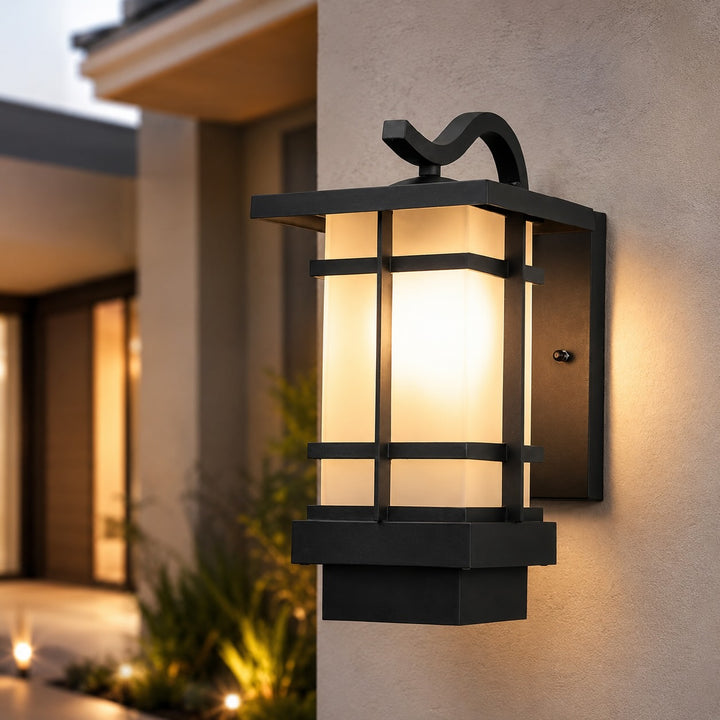 Modern Outdoor Wall Lantern Adjustable Wall Mounted Aluminum Frosted Glass LED IP65 Waterproof