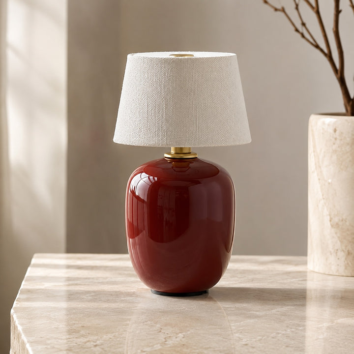 Modern Ceramic Table Lamp Cordless Adjustable LED Warm Cream and Sand Taupe Finish
