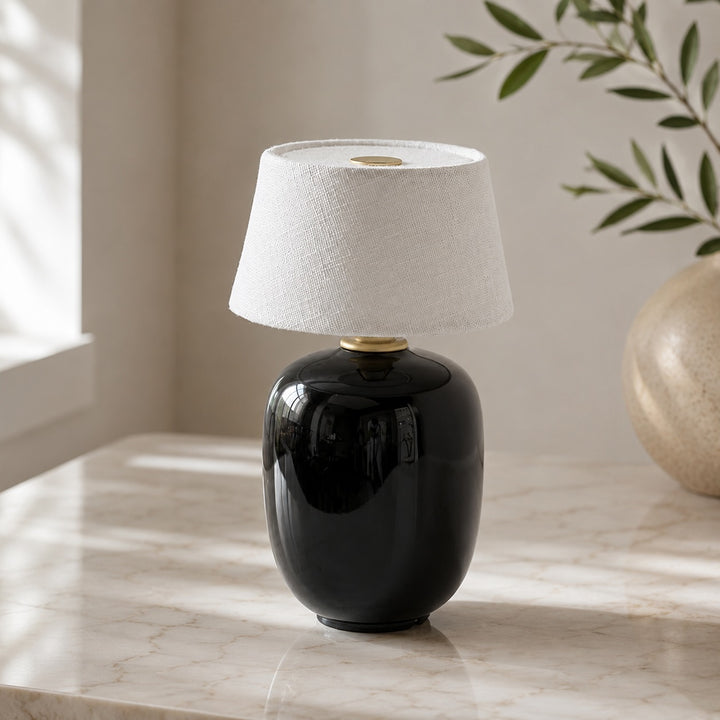 Modern Ceramic Table Lamp Cordless Adjustable LED Warm Cream and Sand Taupe Finish