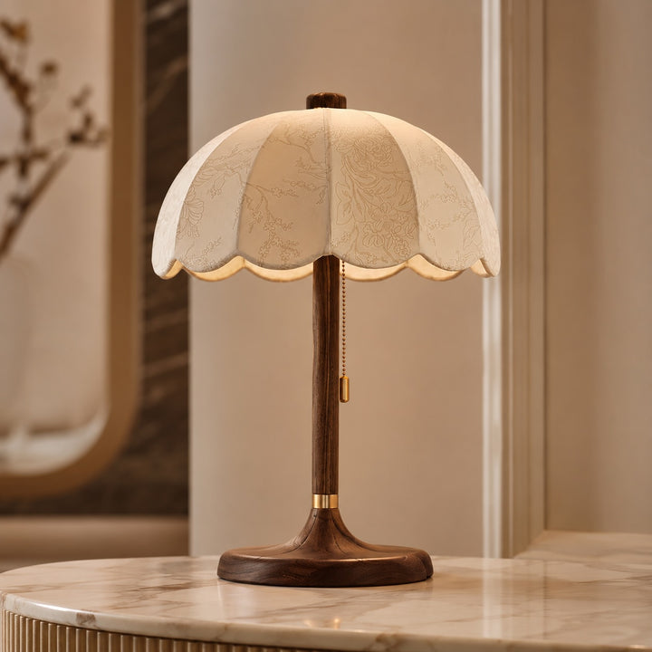 Modern Table Lamp with Fabric Shade and Wooden Base E14 Bulb Compatible for Bedroom or Office