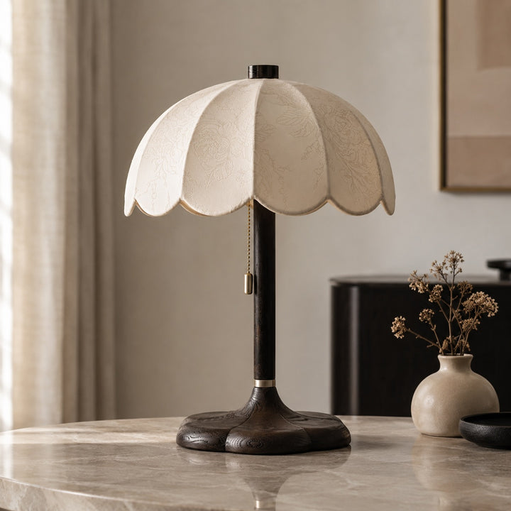 Modern Table Lamp with Fabric Shade and Wooden Base E14 Bulb Compatible for Bedroom or Office