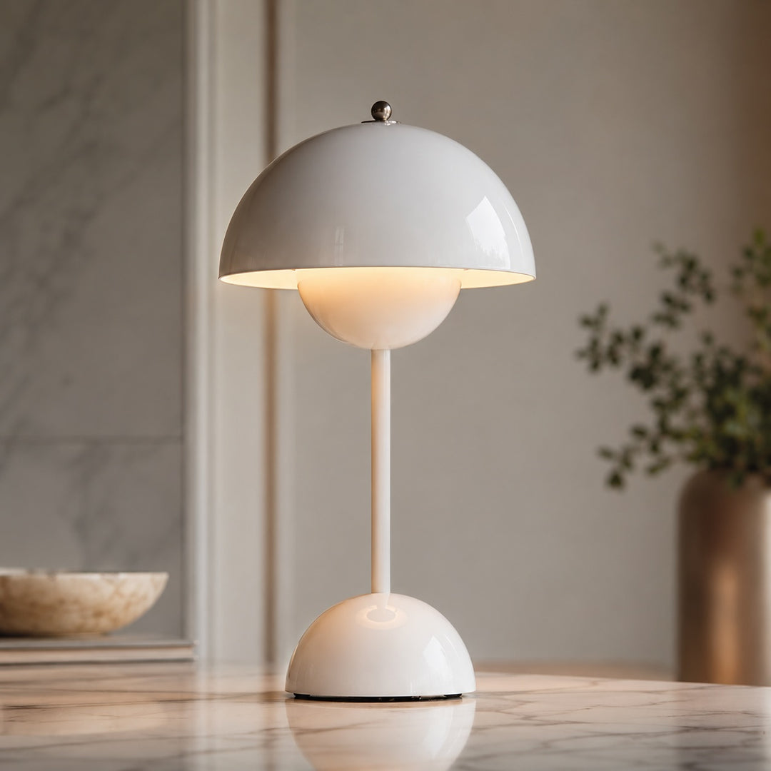 Modern Table Lamp Ceramic Base Adjustable LED Portable Design for Bedroom or Desk Use