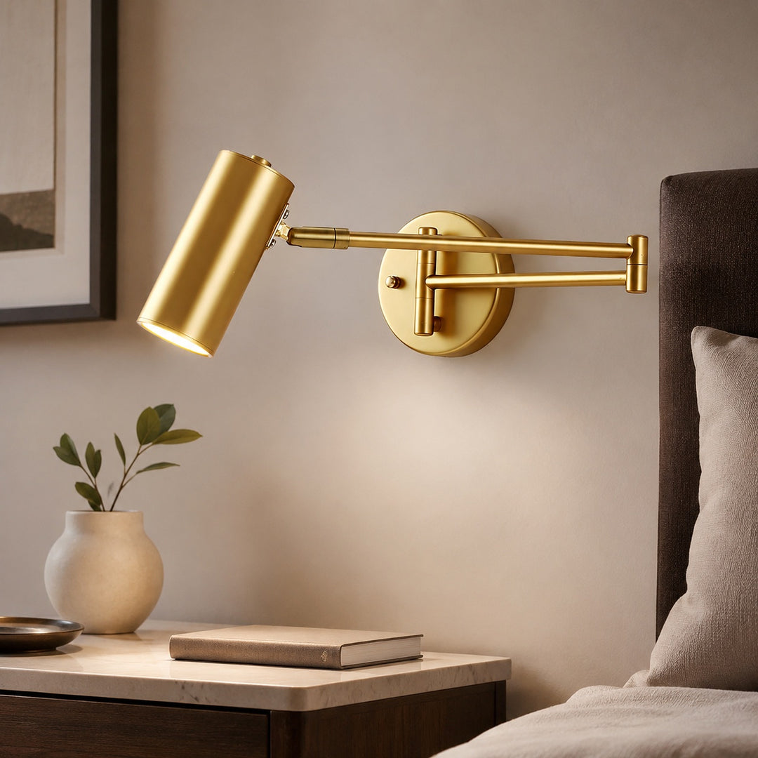 Industrial Wall Sconce Adjustable Metal Brass and Matte Black LED Wall Light