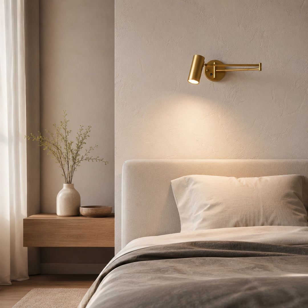 Industrial Wall Sconce Adjustable Metal Brass and Matte Black LED Wall Light
