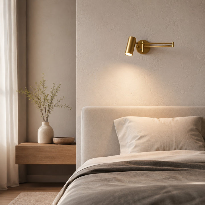 Industrial Wall Sconce Adjustable Metal Brass and Matte Black LED Wall Light