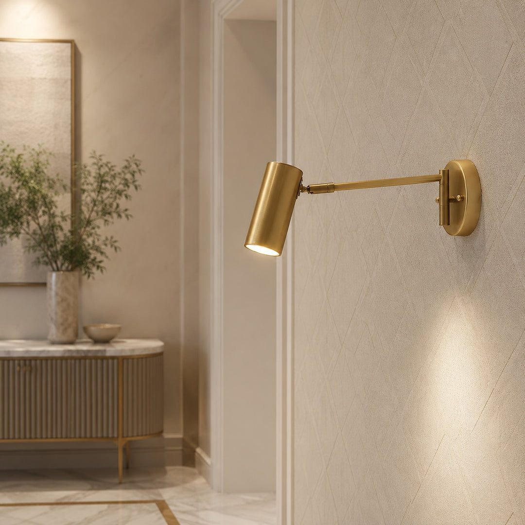Industrial Wall Sconce Adjustable Metal Brass and Matte Black LED Wall Light