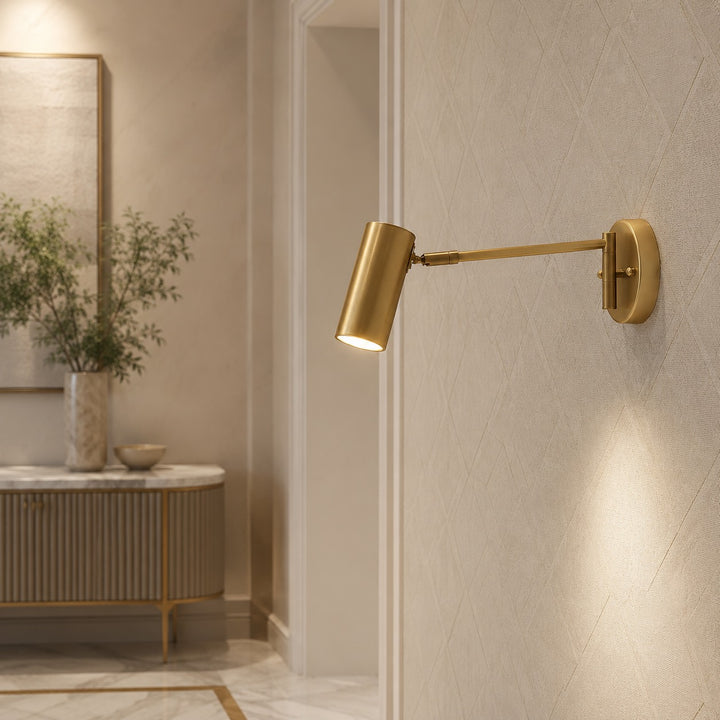 Industrial Wall Sconce Adjustable Metal Brass and Matte Black LED Wall Light