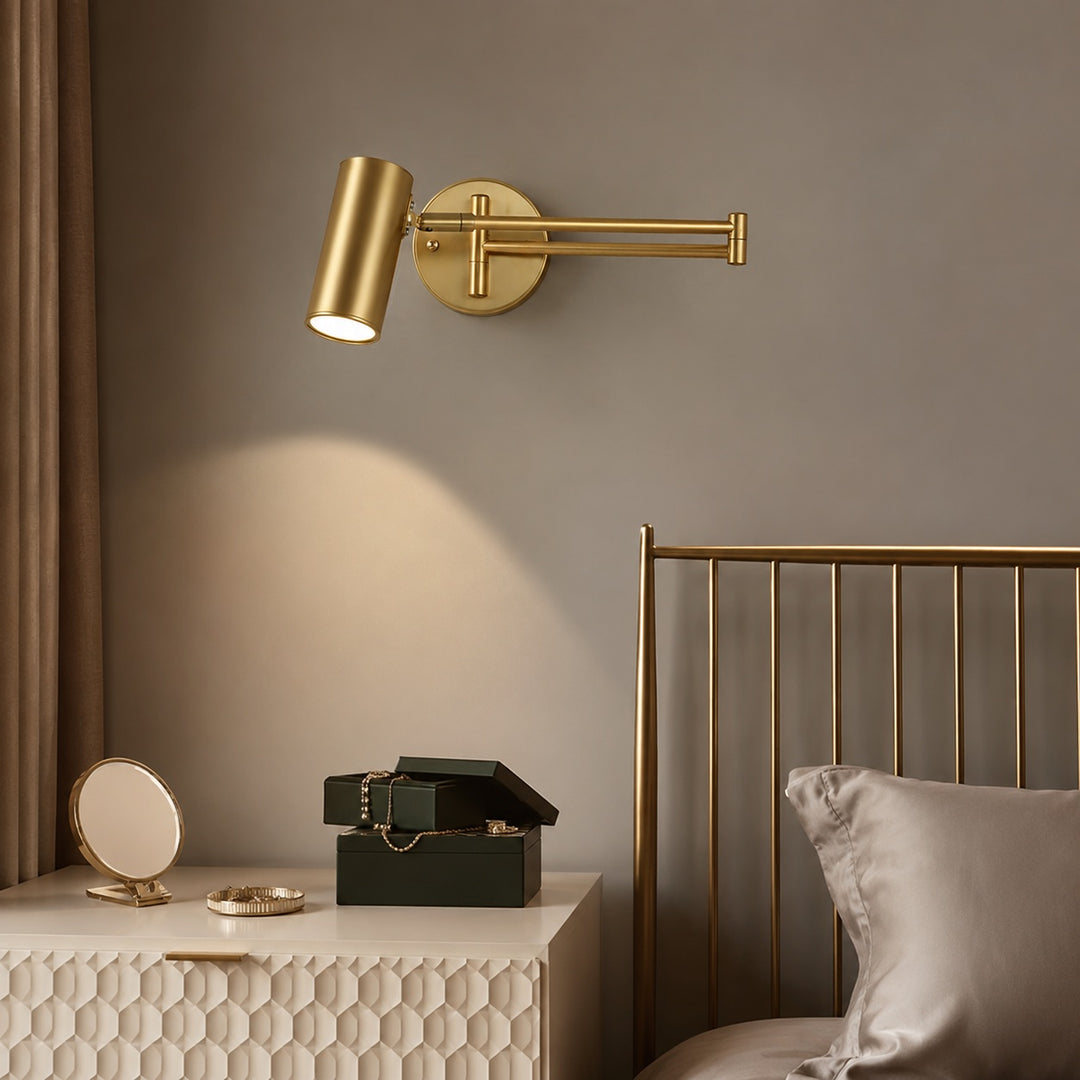 Industrial Wall Sconce Adjustable Metal Brass and Matte Black LED Wall Light