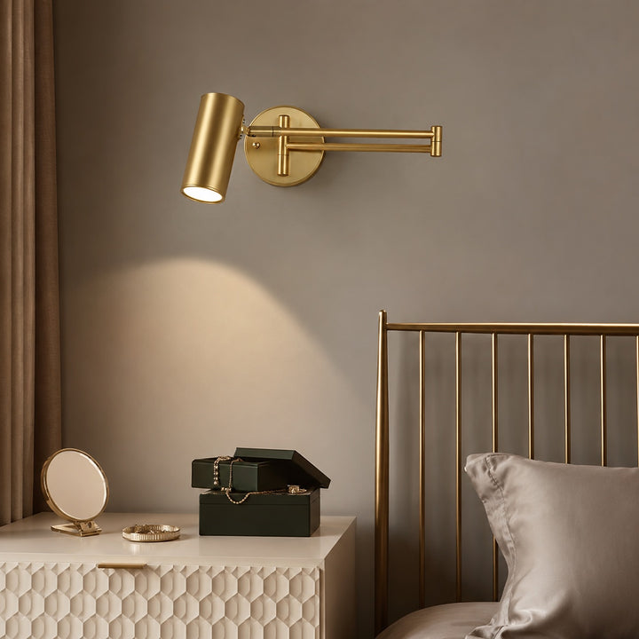 Industrial Wall Sconce Adjustable Metal Brass and Matte Black LED Wall Light