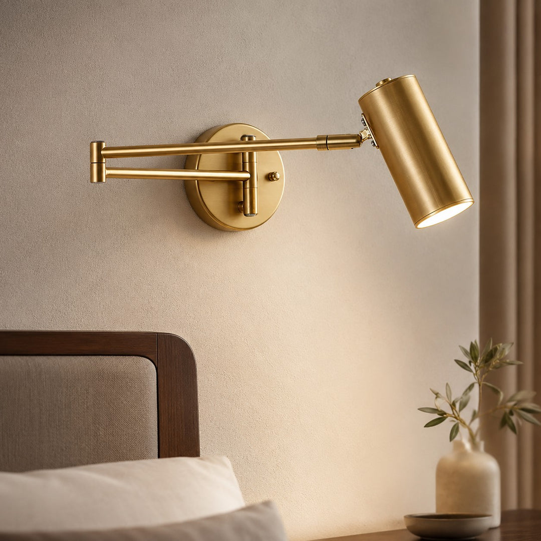 Industrial Wall Sconce Adjustable Metal Brass and Matte Black LED Wall Light