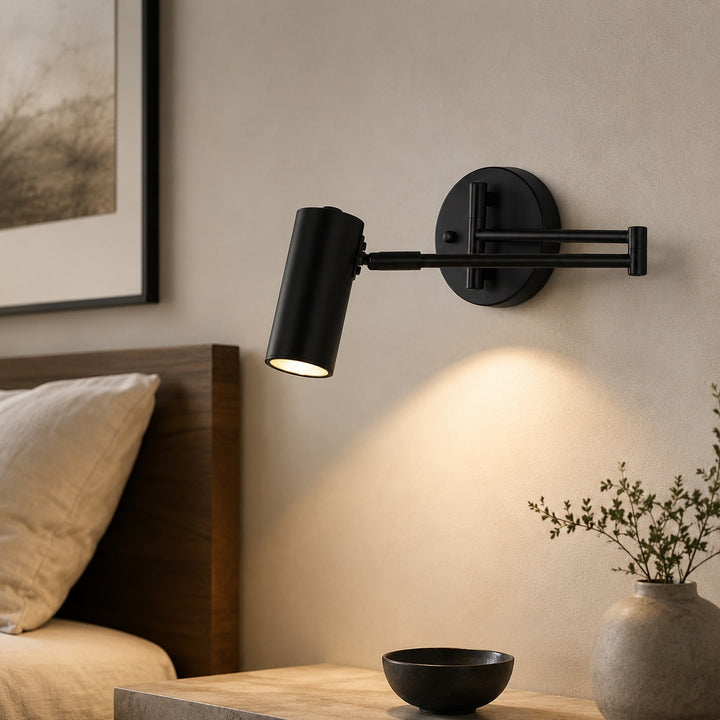 Industrial Wall Sconce Adjustable Metal Brass and Matte Black LED Wall Light