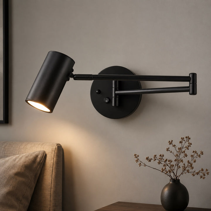 Industrial Wall Sconce Adjustable Metal Brass and Matte Black LED Wall Light