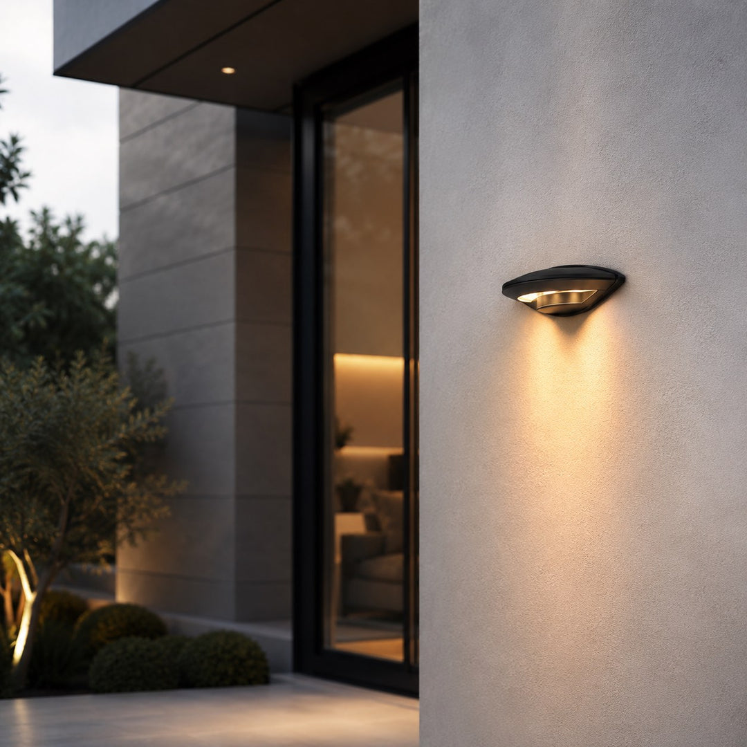 Modern Outdoor Wall Light Waterproof Metal Acrylic Flying Saucer Design 3000K LED Illumination