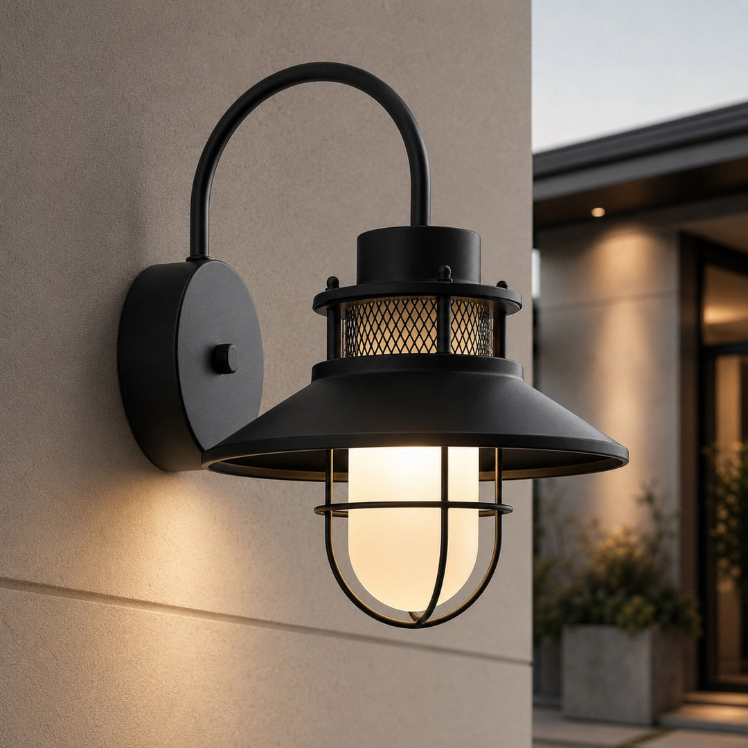 Vintage Outdoor Wall Light with Weatherproof Metal and Glass Construction for LED Bulbs