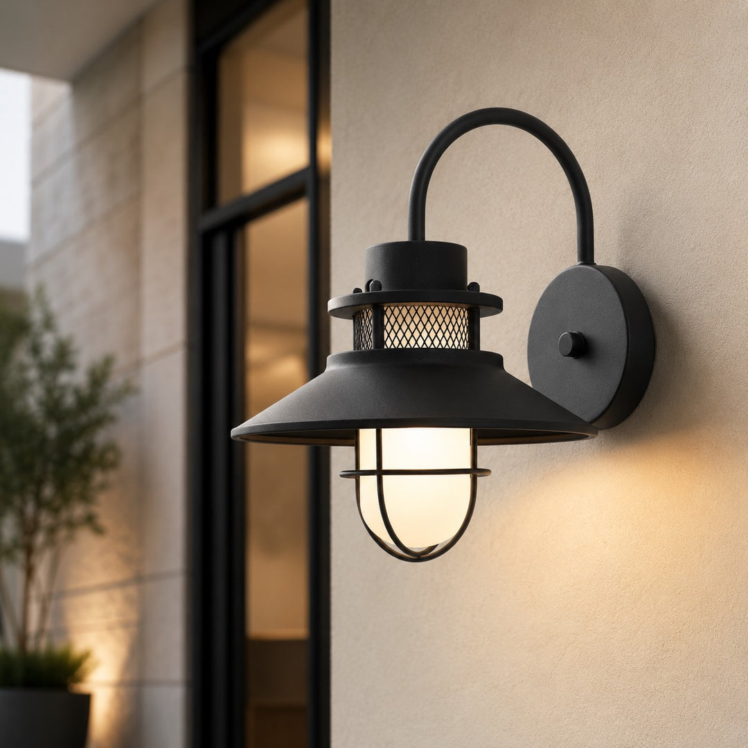 Vintage Outdoor Wall Light with Weatherproof Metal and Glass Construction for LED Bulbs