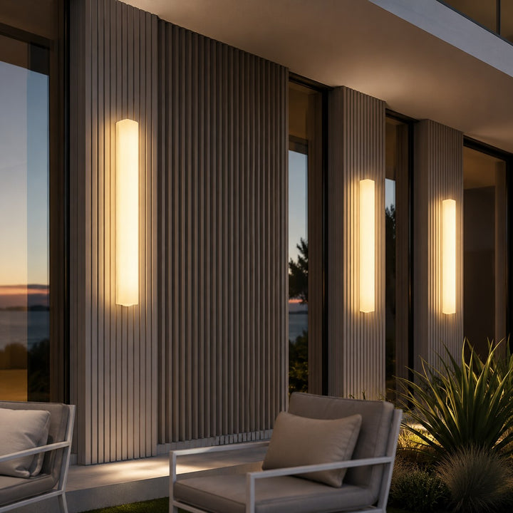 Modern Rectangular Outdoor Wall Lamp Weather-Resistant Resin LED Lighting for Pathways and Patios