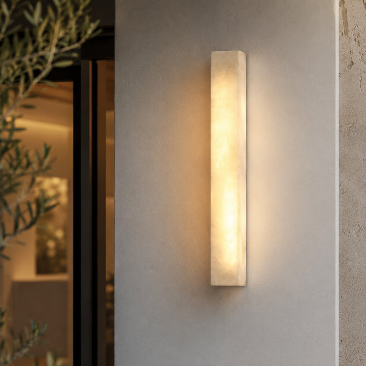 Modern Rectangular Outdoor Wall Lamp Weather-Resistant Resin LED Lighting for Pathways and Patios