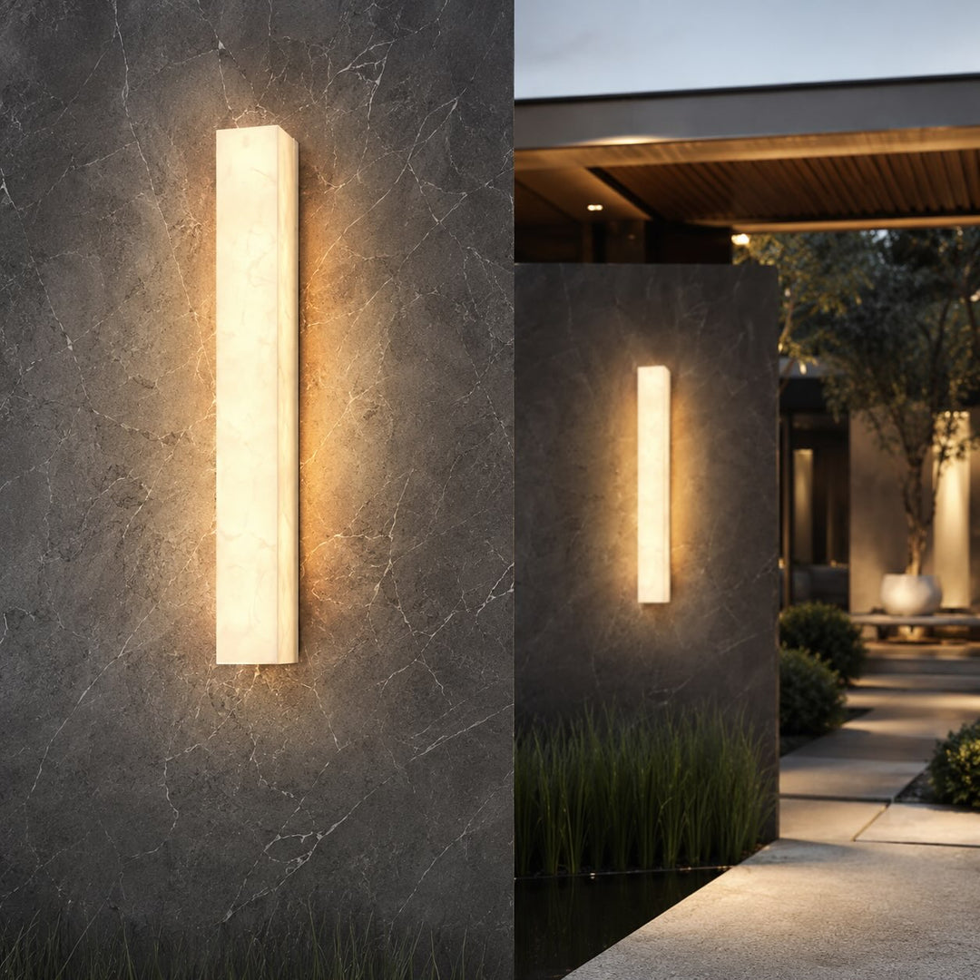 Modern Rectangular Outdoor Wall Lamp Weather-Resistant Resin LED Lighting for Pathways and Patios