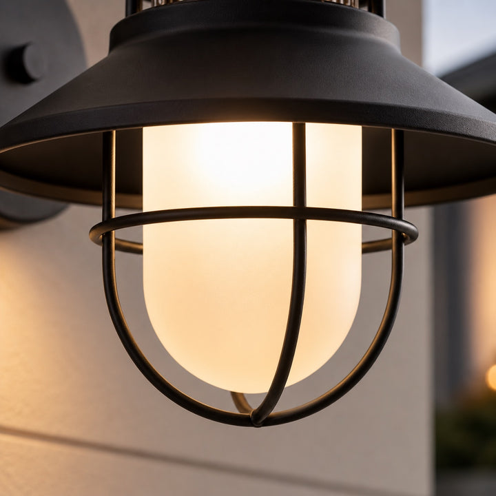Vintage Outdoor Wall Light with Weatherproof Metal and Glass Construction for LED Bulbs