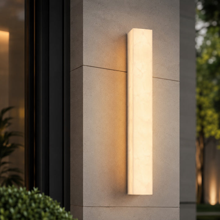 Modern Rectangular Outdoor Wall Lamp Weather-Resistant Resin LED Lighting for Pathways and Patios