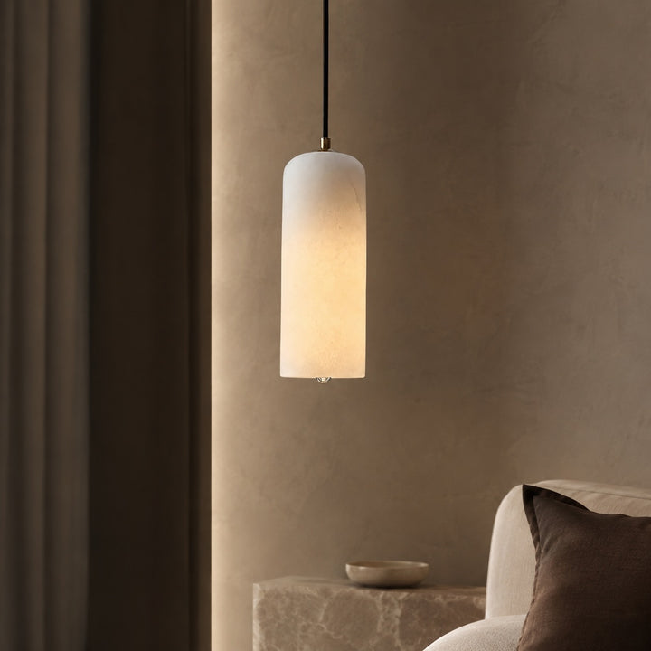 Modern LED Pendant Lamp Hanging Alabaster Shade Brushed Copper Finish for Kitchen Pendant Lighting