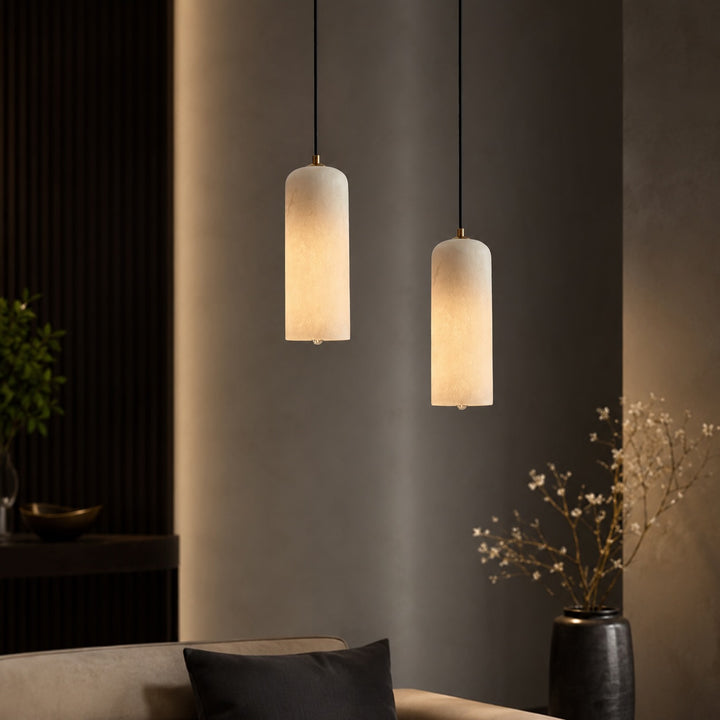 Modern LED Pendant Lamp Hanging Alabaster Shade Brushed Copper Finish for Kitchen Pendant Lighting