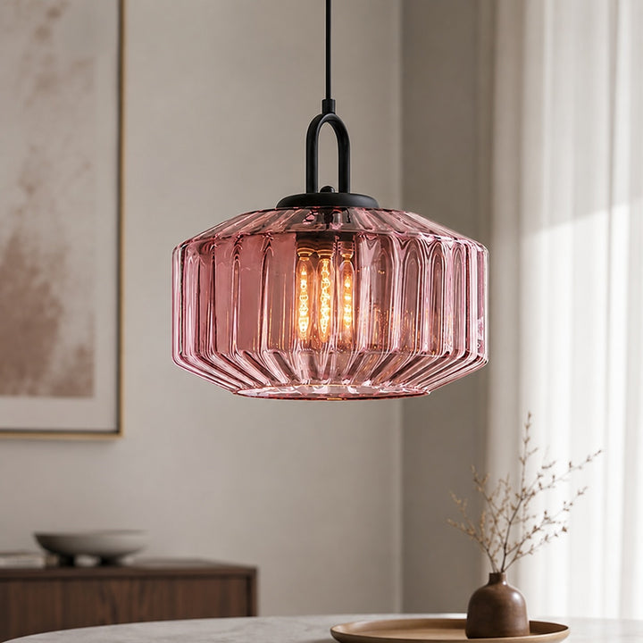 Modern Nordic Pendant Light Adjustable Hanging Glass Shade Iron Construction E27 Compatible