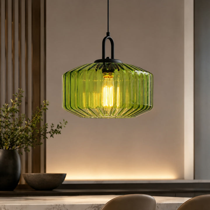 Modern Nordic Pendant Light Adjustable Hanging Glass Shade Iron Construction E27 Compatible
