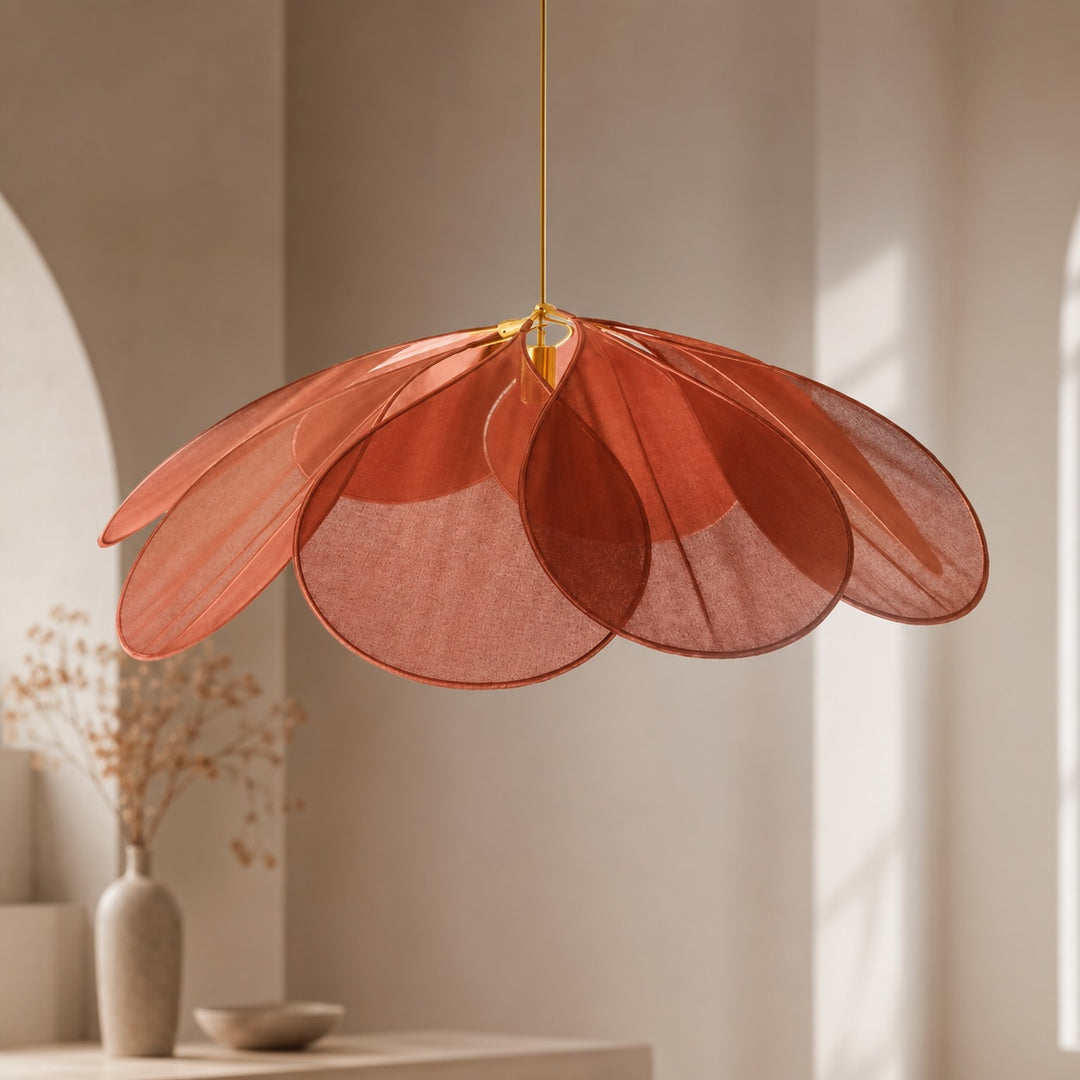 Modern Flower Pendant Lamp Adjustable Hanging Fabric Shade Metal LED Compatible E27 Bulb