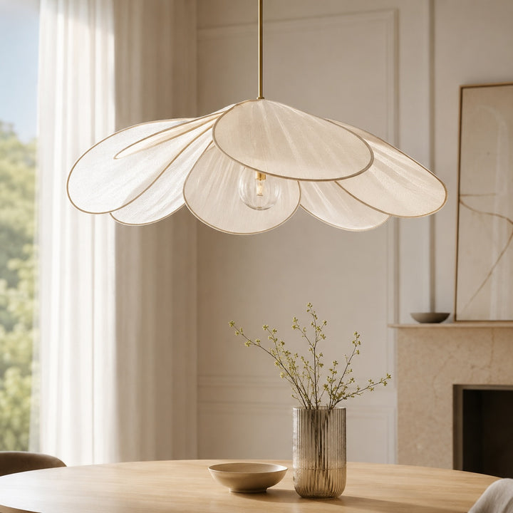 Modern Flower Pendant Lamp Adjustable Hanging Fabric Shade Metal LED Compatible E27 Bulb