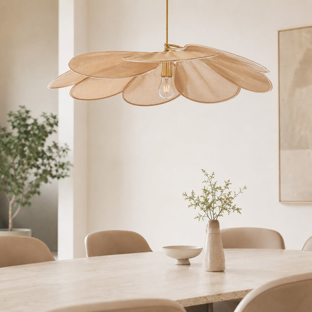 Modern Flower Pendant Lamp Adjustable Hanging Fabric Shade Metal LED Compatible E27 Bulb