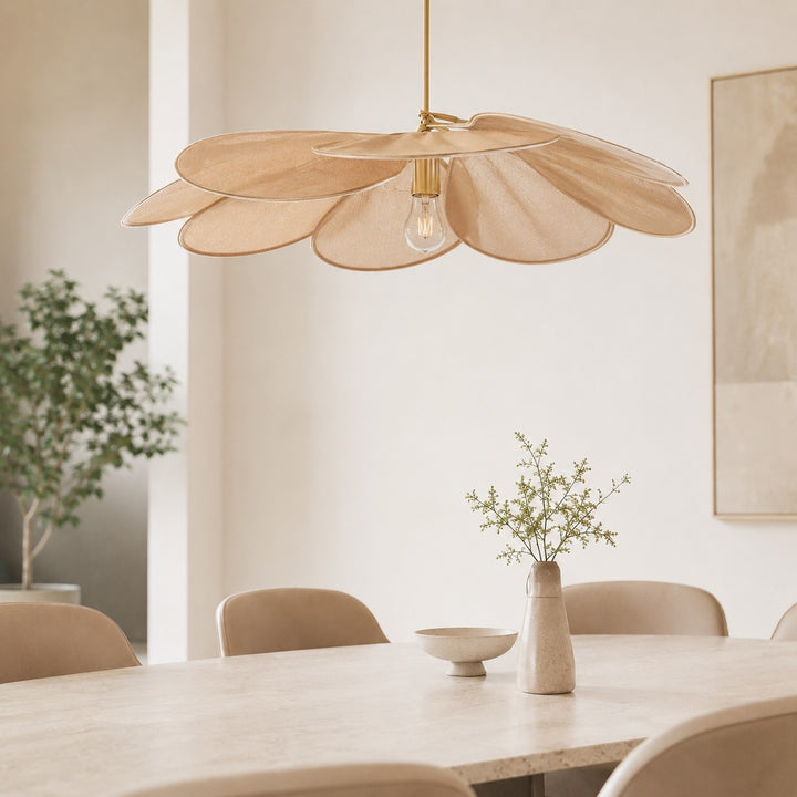 Modern Flower Pendant Lamp Adjustable Hanging Fabric Shade Metal LED Compatible E27 Bulb