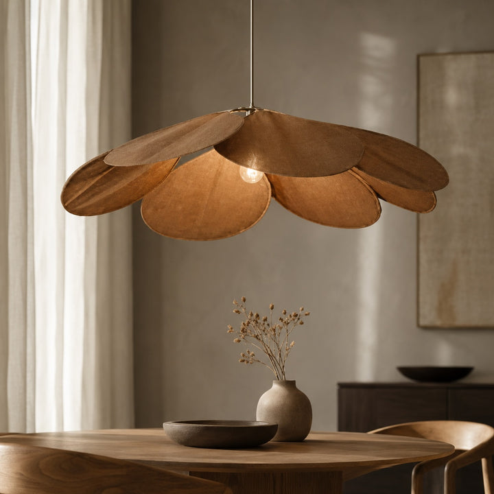 Modern Flower Pendant Lamp Adjustable Hanging Fabric Shade Metal LED Compatible E27 Bulb
