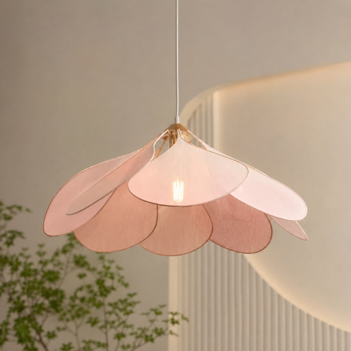 Modern Flower Pendant Lamp Adjustable Hanging Fabric Shade Metal LED Compatible E27 Bulb