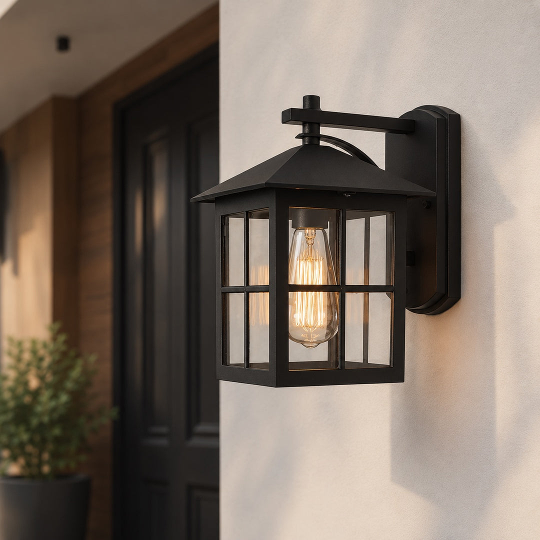 Classic Outdoor Wall Light Aluminum Sconce with Glass Shade IP65 Protection for Exterior Use