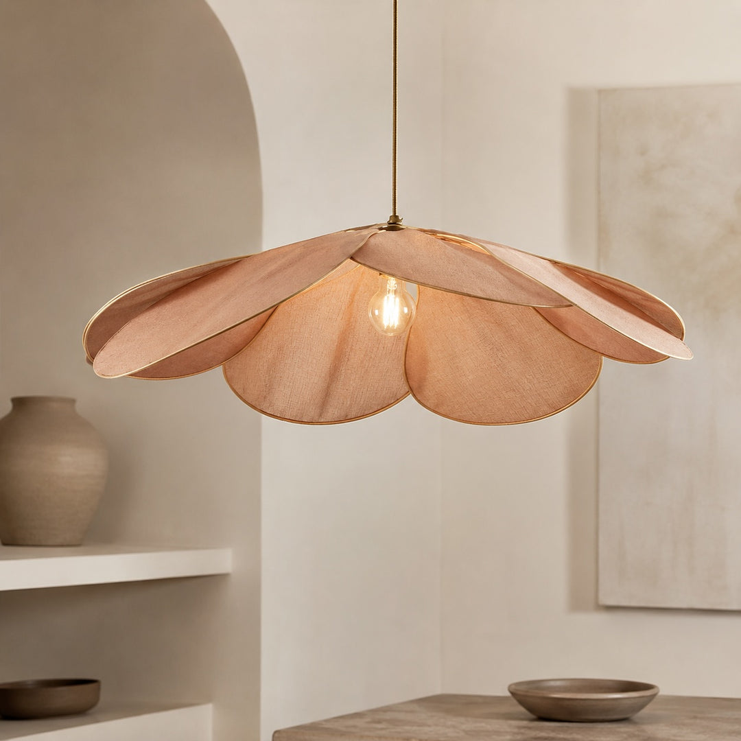 Modern Flower Pendant Lamp Adjustable Hanging Fabric Shade Metal LED Compatible E27 Bulb