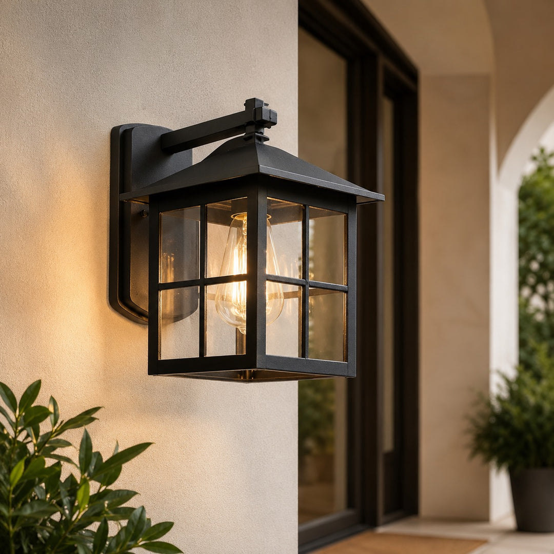 Classic Outdoor Wall Light Aluminum Sconce with Glass Shade IP65 Protection for Exterior Use