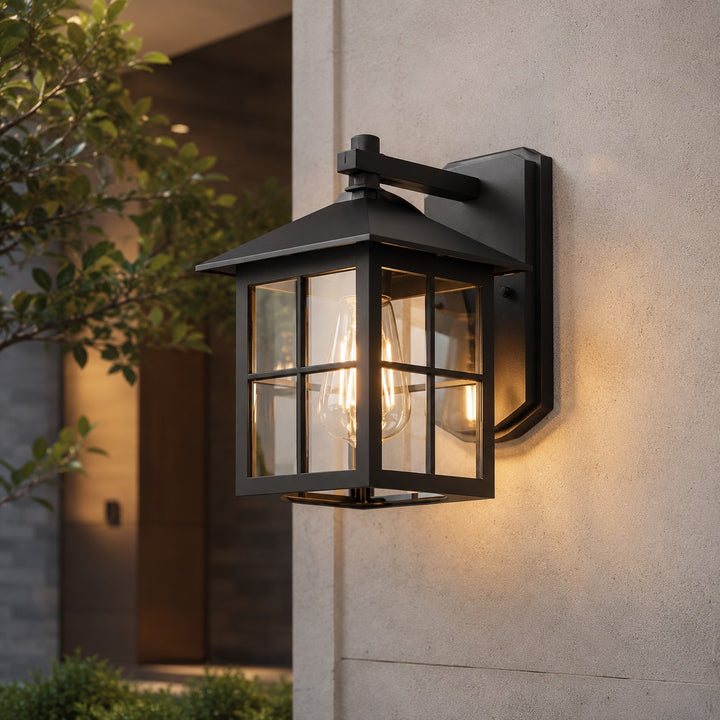 Classic Outdoor Wall Light Aluminum Sconce with Glass Shade IP65 Protection for Exterior Use