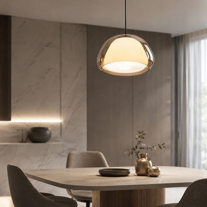 Modern Adjustable Pendant Lamp Glass Dome Hanging Light for Kitchen Dining Living Room
