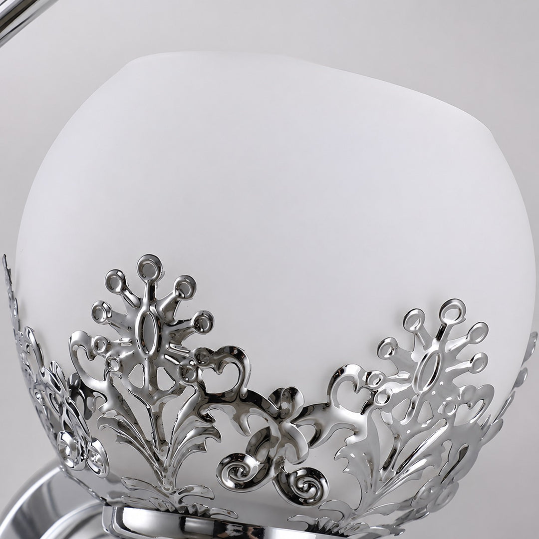 Modern Floral Wall Sconce Dual-Light Wall Mounted Glass Metal LED Fixture for Home Lighting