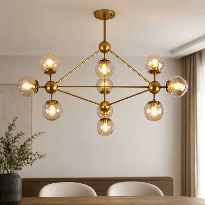 Modern Chandelier Hanging Light Fixture with Adjustable LED and Black Metal Frame