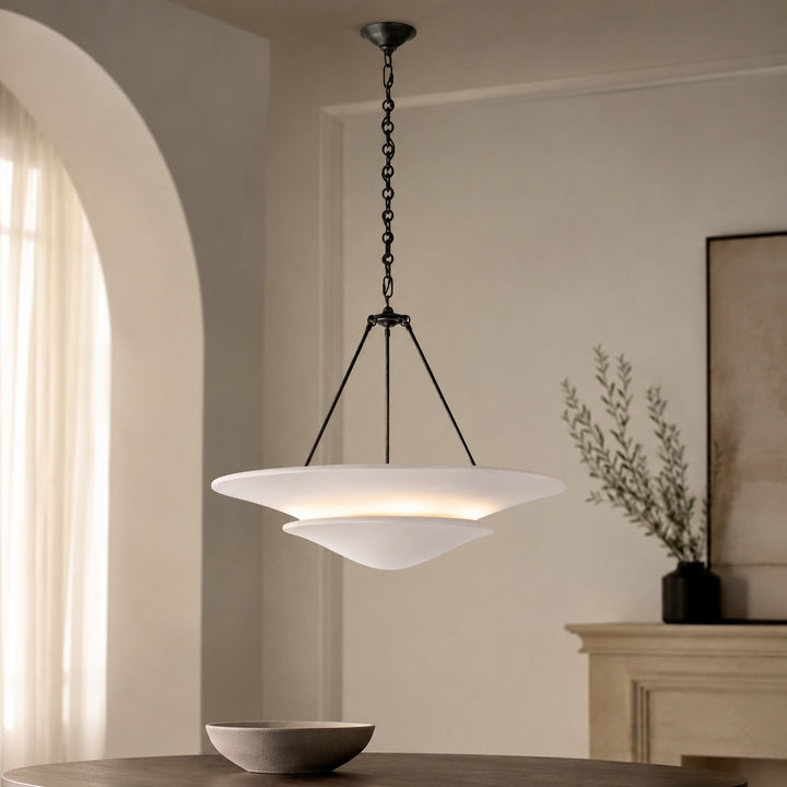 Vintage French Chandelier Light Adjustable Hanging Copper White Plaster LED 12W 3000K
