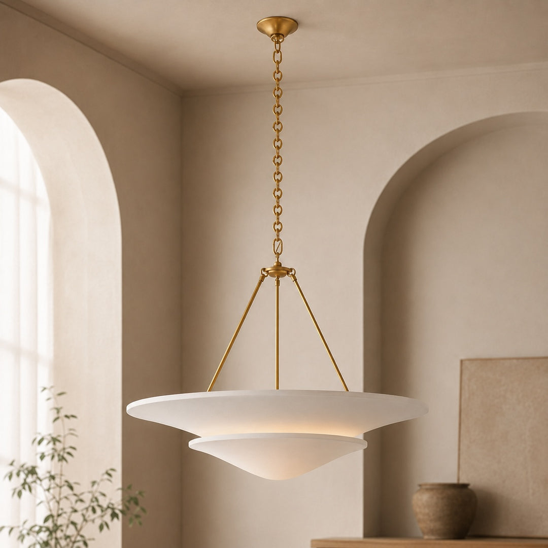 Vintage French Chandelier Light Adjustable Hanging Copper White Plaster LED 12W 3000K