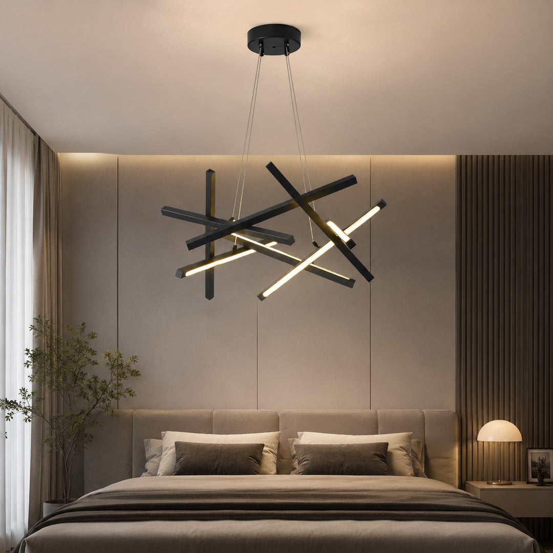 Modern Geometric Ceiling Light Hanging LED Fixture with Acrylic Shade and Adjustable Color Temperature